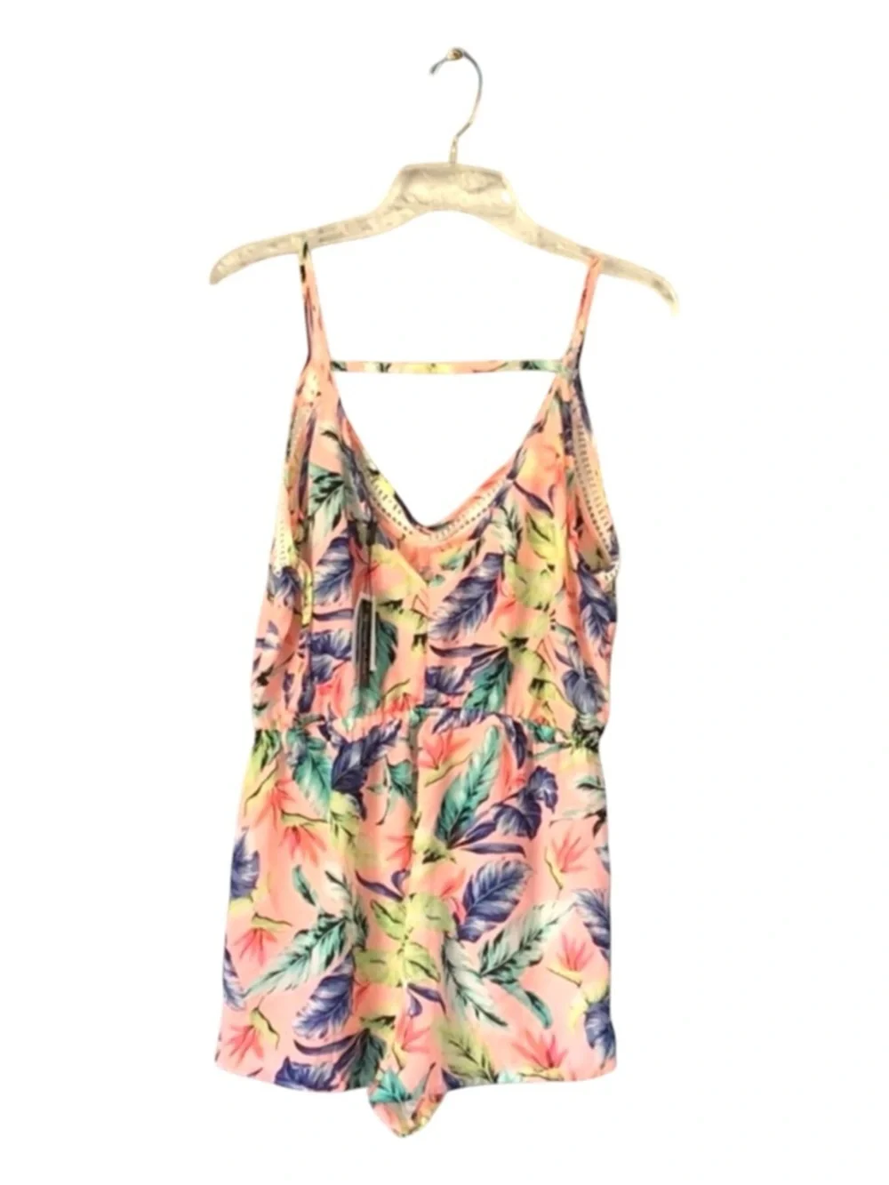 Girls' Tropical Print Pink One-Piece Romper
